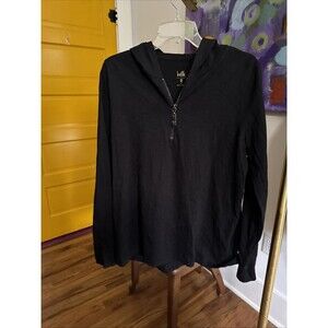 Belle by Kim Gravel Slub-Knit Signature Zip Hoodie A451300 Black Size Medium